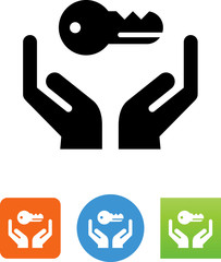 Hands Holding Key Icon - Illustration
