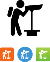 Hiker Looking Through Observation Viewer Icon - Illustration