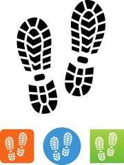 Hiking Boot Print Icon - Illustration