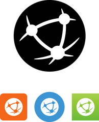Internet Globe With 3 Data Routes Icon