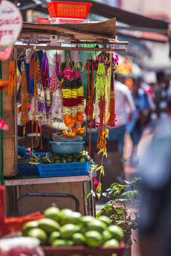 Stall selling garlands on the street