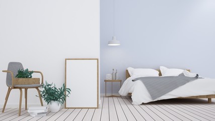 The 3D Interior bedroom interior minimal space in apartment comfortable wall decoration - 3D Rendering