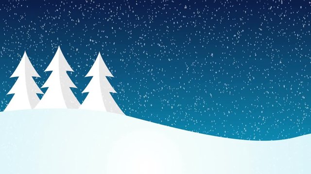 Christmas snowscape tree moving in wind with room for text graphics and logos background