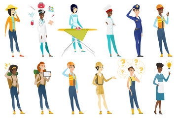 Professional women vector illustrations set.