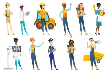 Professional women vector illustrations set.