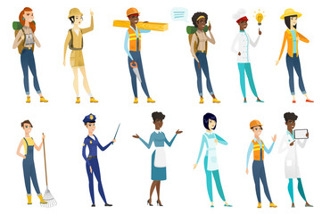 Professional women vector illustrations set.