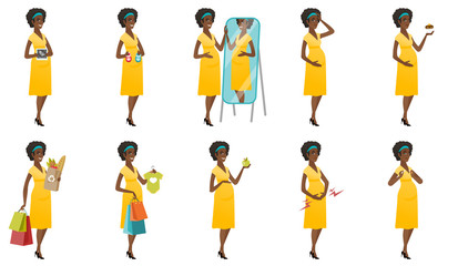 Vector set of illustrations with pregnant women.