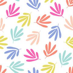 Fototapeta na wymiar kbecca_vector_botanical_leaves_stylized_colorful_pattern_seamless_tile