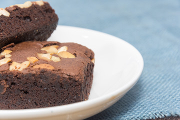 brownie on white plate
