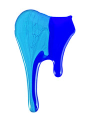 Blue nail polish on a white background