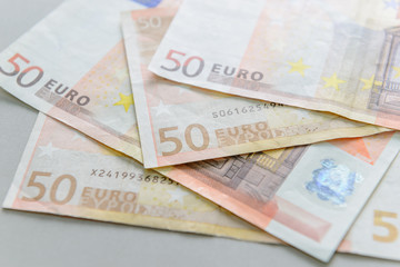 Close up of 50 Euro banknotes