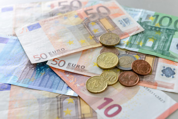 Money euro banknotes and coins
