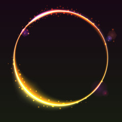 Abstract ring background with luminous swirling sparkle. Glowing spiral. Shine round frame tunnel with circles light effect. Cover for your presentation and design with space for your message.