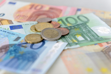 Money euro banknotes and coins