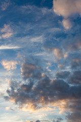 Clouds in blue sky after sunset