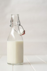 Milk in a glass bottle