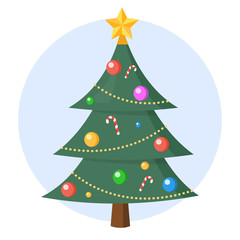 Weihnachtsbaum Flat Design Vektor Grafik Illustration Icon - 165767747