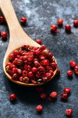 Pink peppercorns close up