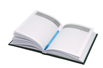 opened Notebook isolated on white background. Diary of a businessman.