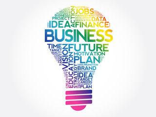 BUSINESS bulb word cloud collage, business concept background