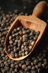 Close-up of black peppercorns