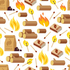 Fire and wooden seamless pattern