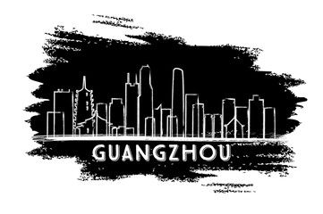 Guangzhou China Skyline Silhouette. Hand Drawn Sketch.