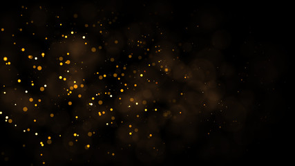 Gold abstract bokeh background. real backlit dust particles with real lens flare.