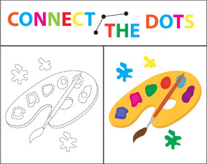 Children s educational game for motor skills. Connect the dots picture. For children of preschool age. Circle on the dotted line and paint. Coloring page. Vector illustration
