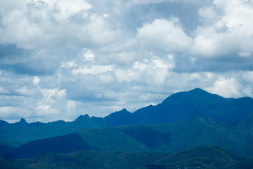 Mountain landscape with clouds in Norhtern Thailand