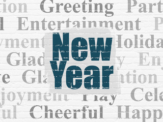 Entertainment, concept: New Year on wall background