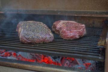 black angus file steak on barbecue