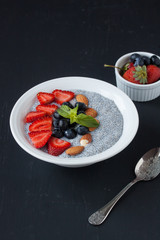 chia pudding with fresh fruits and almond