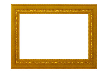 Fototapeta premium Picture frame isolated on white background, empty antique golden frame for painting or photo.