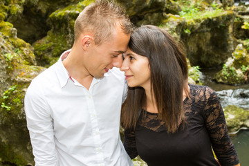 Happy couple face to face and Valentine Day