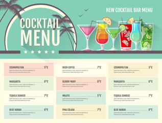 Flat style cocktail menu design
