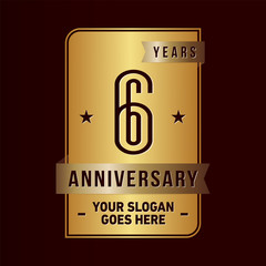 6 years anniversary design template. Vector and illustration.

