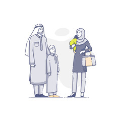 Arabian family with children