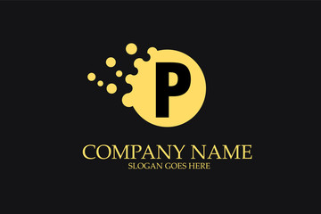 P Letter Logo Design with Yellow Dots