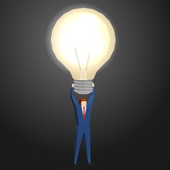 Business man with Big light bulb