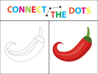 Children s educational game for motor skills. Connect the dots picture. For children of preschool age. Circle on the dotted line and paint. Coloring page. Vector illustration