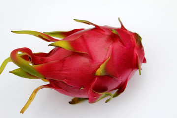 red ripe dragon fruit isolated on white background