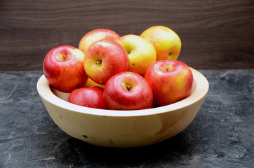 Apple on black background close up photo