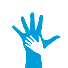 Adult and child hand vector icon