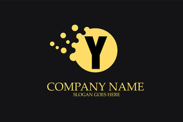 Y  Letter Logo Design with Yellow Dots