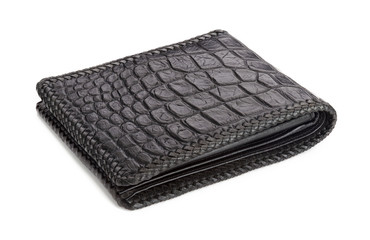 Crocodile leather wallet on white background