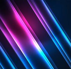 Energy lines, glowing waves in the dark, vector abstract background