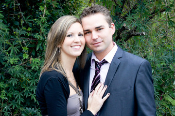 young blonde girl with elegant boy friends outdoor