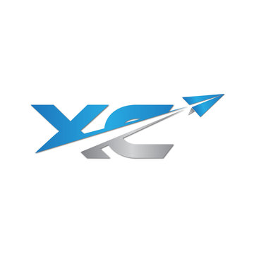 XC initial letter logo origami paper plane
