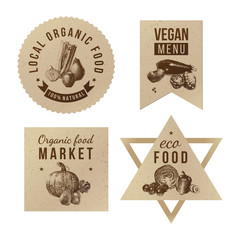 Labels with organic food designs.